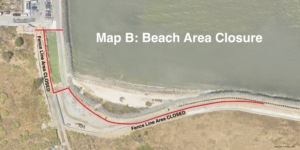 Beach area closure map